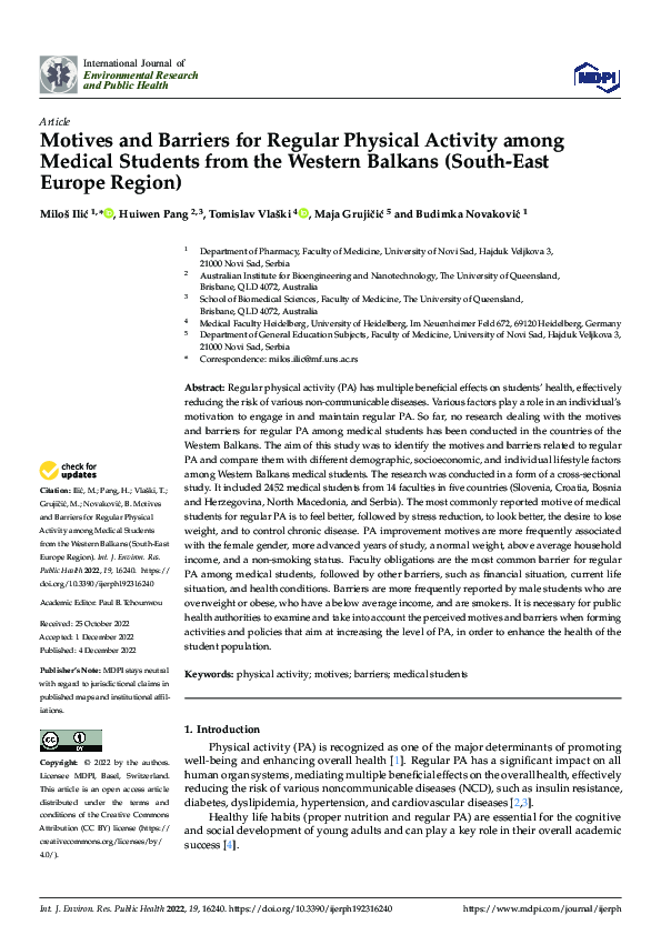 (PDF) Motives and Barriers for Regular Physical Activity among Medical ...
