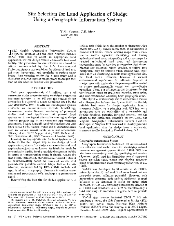 (PDF) Site Selection for Land Application of Sludge Using a Geographic ...