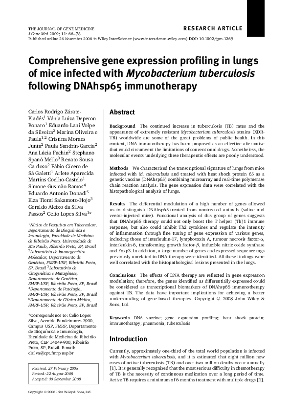 (PDF) Comprehensive gene expression profiling in lungs of mice infected ...