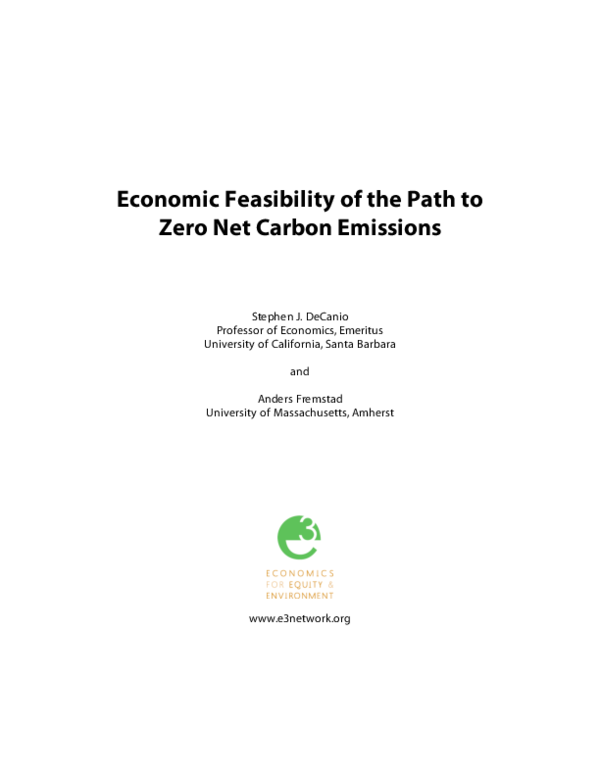 (PDF) Economic feasibility of the path to zero net carbon emissions