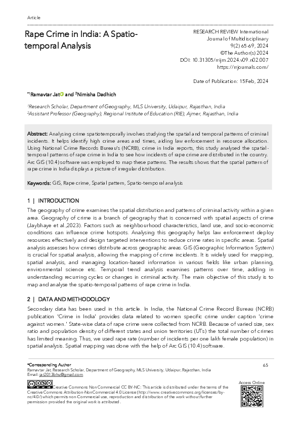 (PDF) Rape Crime in India: A Spatiotemporal Analysis