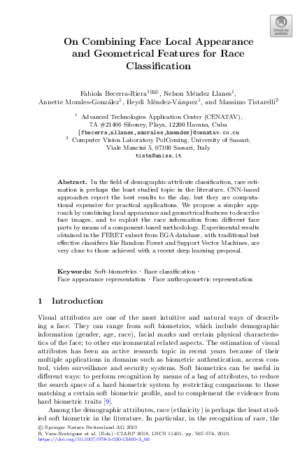 (PDF) On Combining Face Local Appearance and Geometrical Features for ...