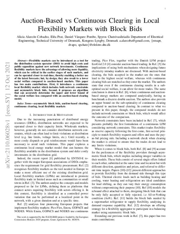 (PDF) Auction-Based vs Continuous Clearing in Local Flexibility Markets ...
