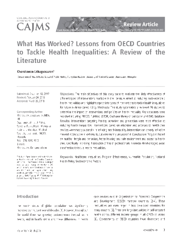 (PDF) What Has Worked? Lessons from OECD Countries to Tackle Health ...