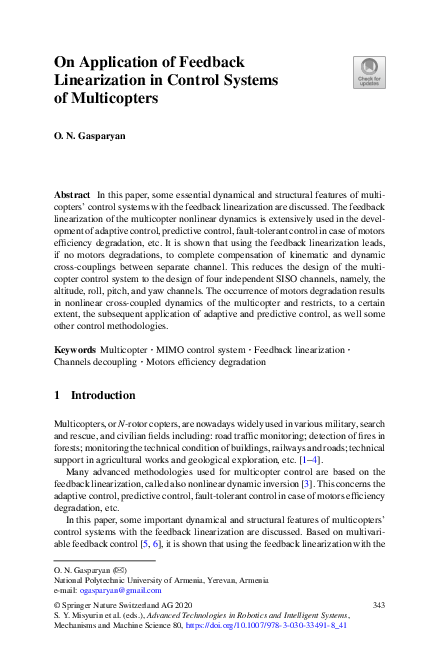 (PDF) On Application of Feedback Linearization in Control Systems of ...