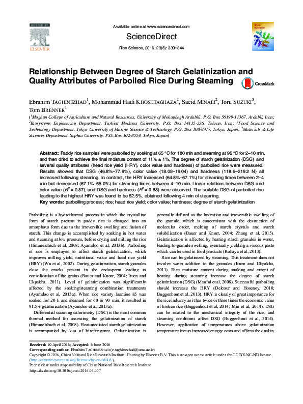 (PDF) Relationship Between Degree of Starch Gelatinization and Quality ...