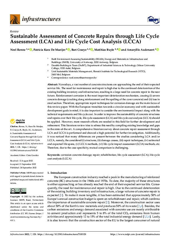 Pdf Sustainable Assessment Of Concrete Repairs Through Life Cycle