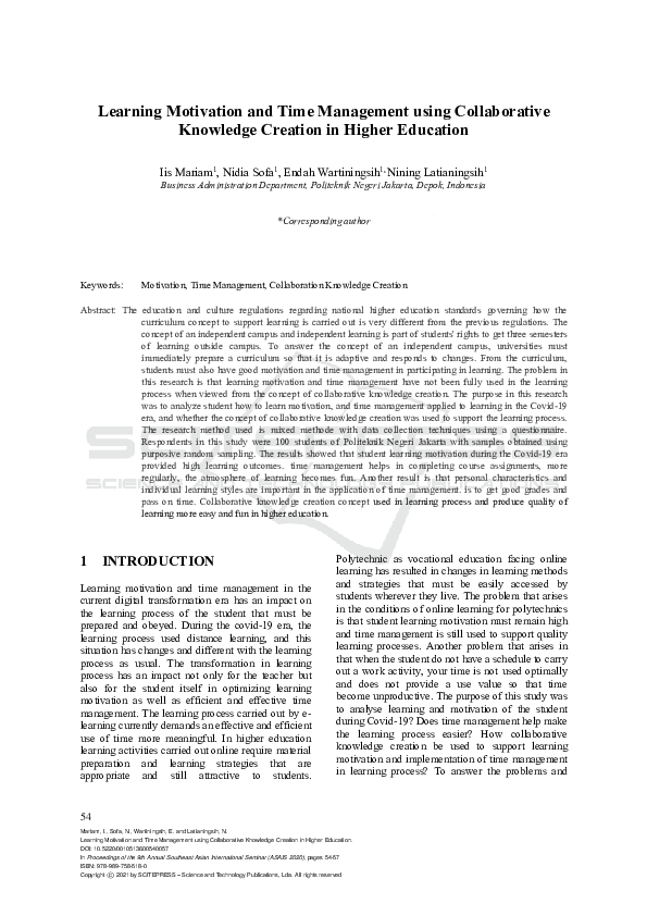 (PDF) Learning Motivation and Time Management using Collaborative ...