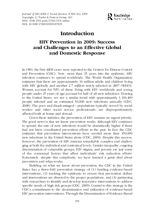 (PDF) HIV Prevention in 2009: Success and Challenges to an Effective ...