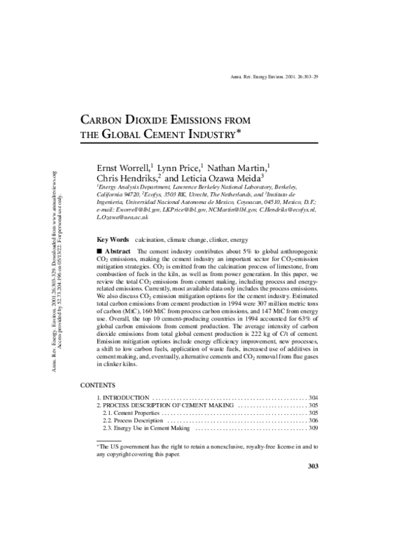 (PDF) Carbon Dioxide Emissions from the Global Cement Industry