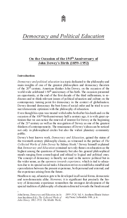 (PDF) Democracy and Political Education