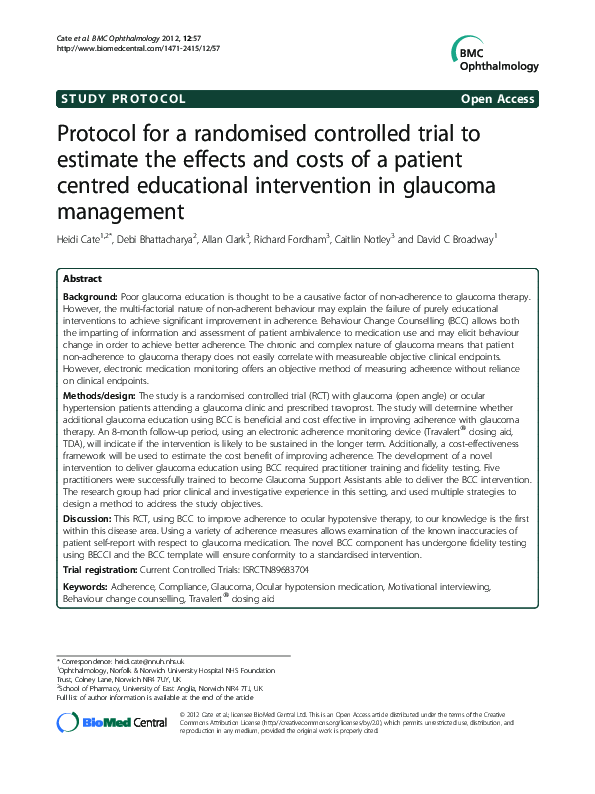 (PDF) Protocol for a randomised controlled trial to estimate the ...