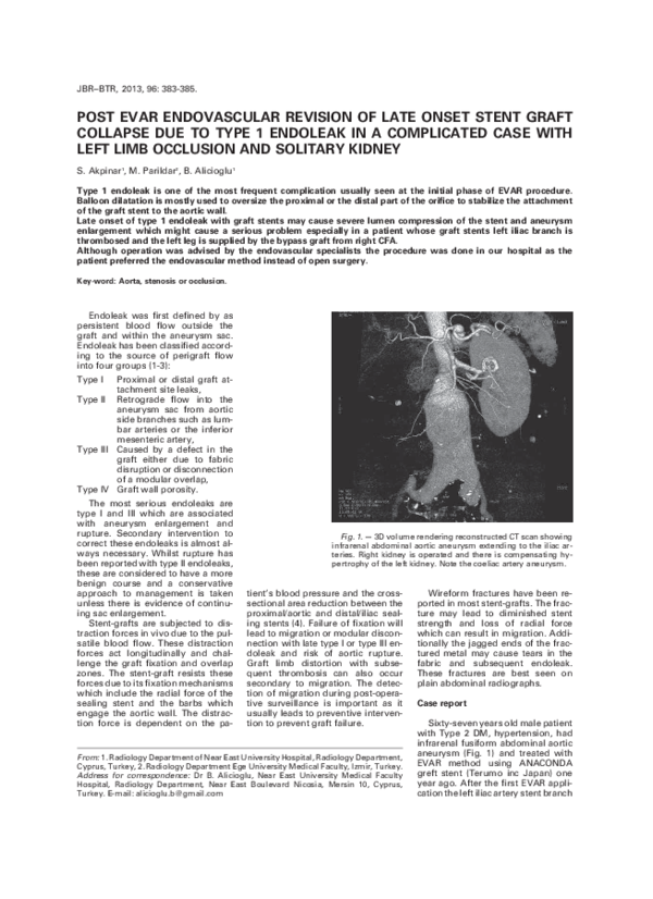 (PDF) Post EVAR endovascular revision of late onset stent graft ...