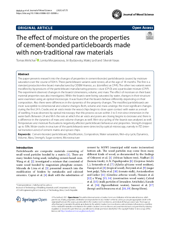 (PDF) The effect of moisture on the properties of cement-bonded ...