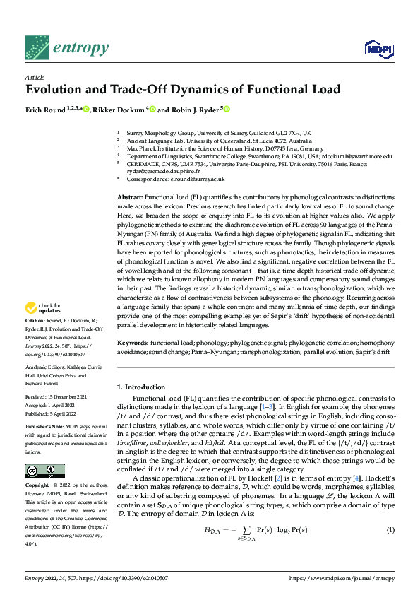 (PDF) Evolution and Trade-Off Dynamics of Functional Load