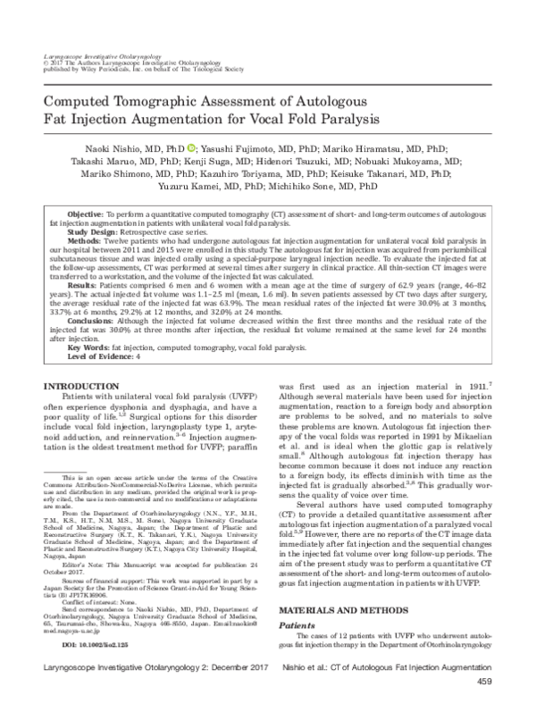 (PDF) Computed tomographic assessment of autologous fat injection ...