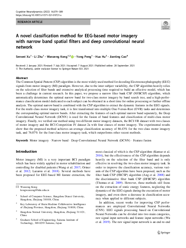 (PDF) A novel classification method for EEG-based motor imagery with ...