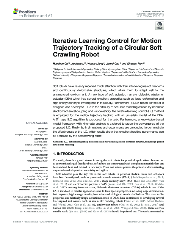 (PDF) Iterative Learning Control for Motion Trajectory Tracking of a ...