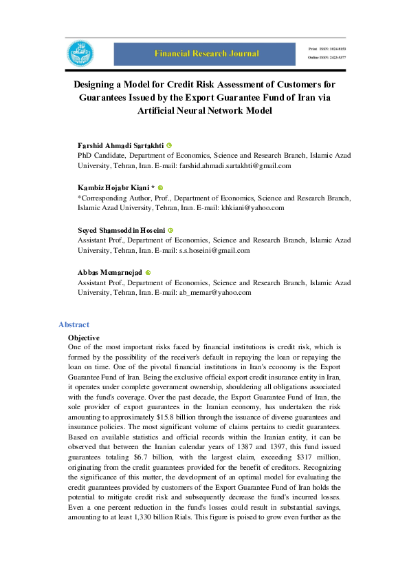 (PDF) Designing a Model for Credit Risk Assessment of Customers for ...