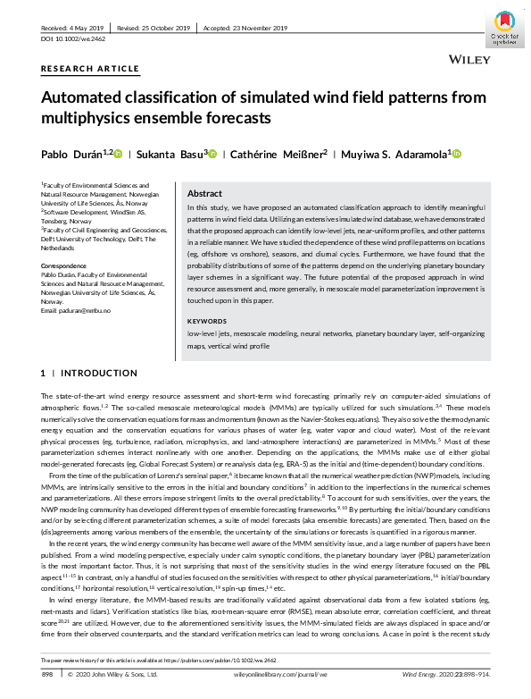 (PDF) Automated classification of simulated wind field patterns from ...