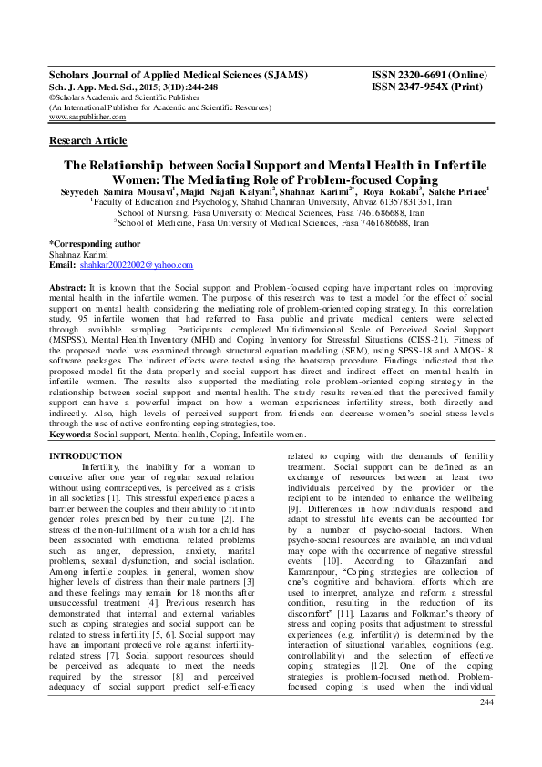 (PDF) The Relationship between Social Support and Mental Health in ...