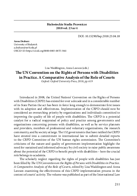(PDF) The UN Convention on the Rights of Persons with Disabilities in ...