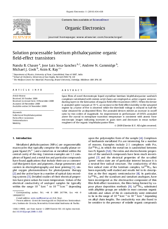 (PDF) Solution processable lutetium phthalocyanine organic field-effect ...
