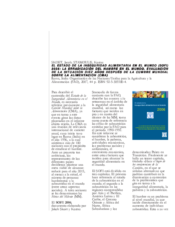 (PDF) El estado de la inseguridad alimentaria en el mundo (SOFI) 2006 ...