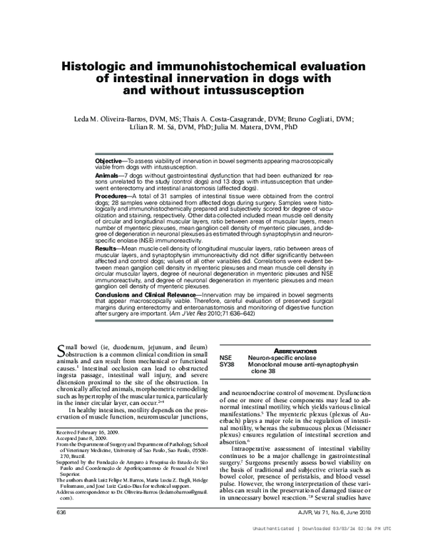 (PDF) Histologic and immunohistochemical evaluation of intestinal ...