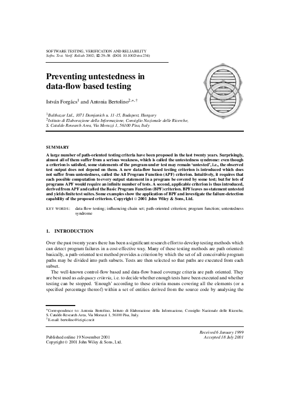 (PDF) Preventing untestedness in data-flow based testing