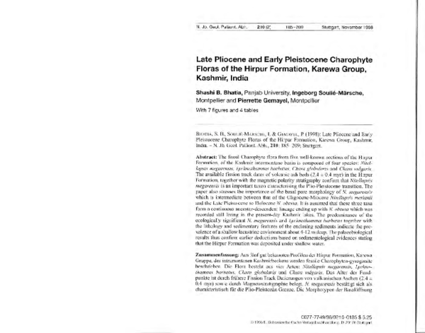 (PDF) Late Pliocene and Early Pleistocene Charophyte Floras of the ...