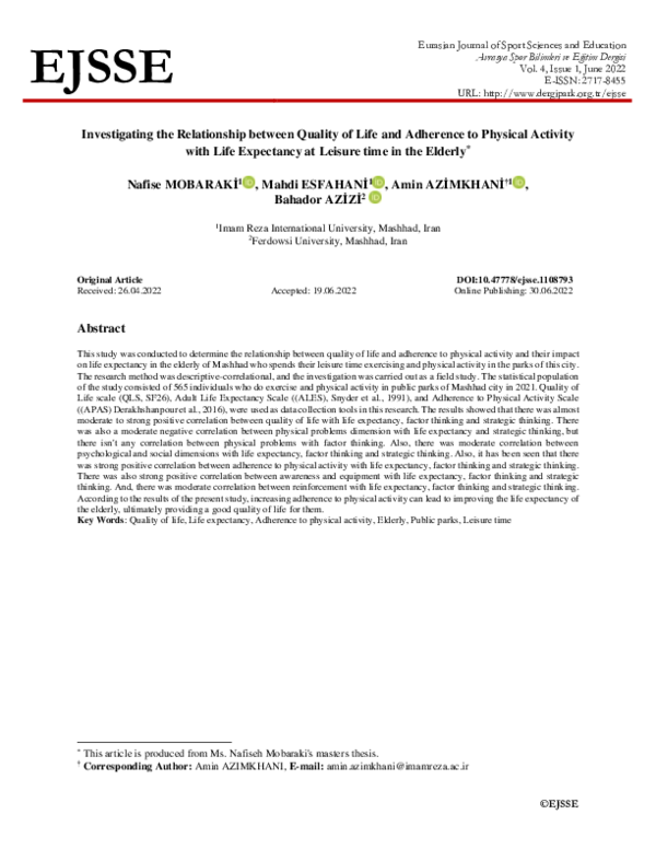 (PDF) Investigating the Relationship between Quality of Life and ...