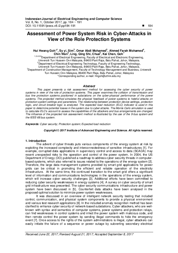 (PDF) Assessment of Power System Risk in Cyber-Attacks in View of the ...