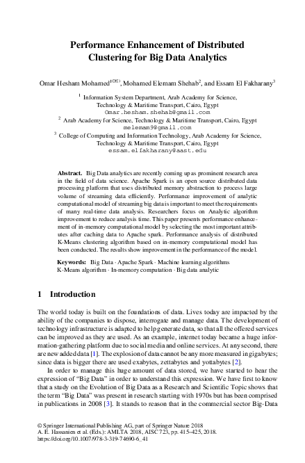 (PDF) Performance Enhancement of Distributed Clustering for Big Data ...