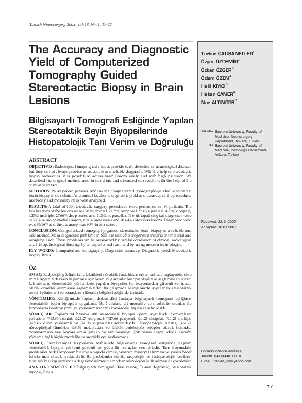 (PDF) The accuracy and diagnostic yield of computerized tomography ...