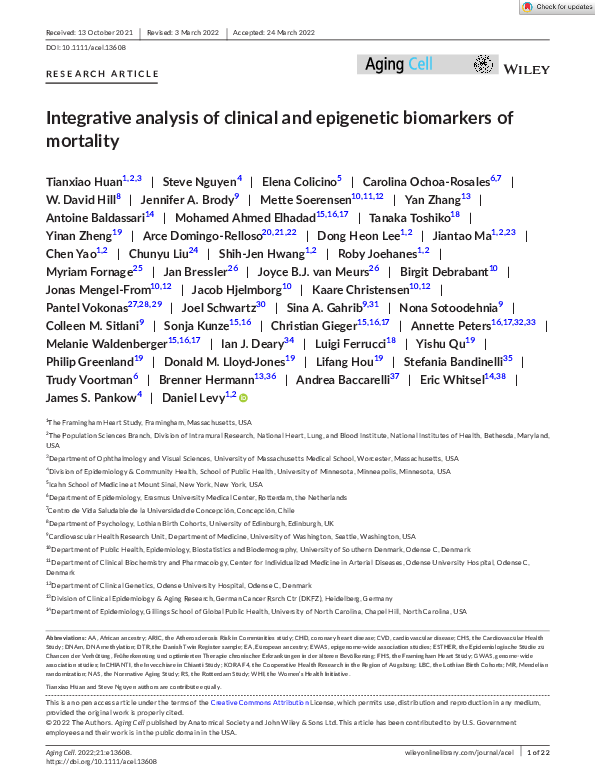 (PDF) Integrative analysis of clinical and epigenetic biomarkers of ...
