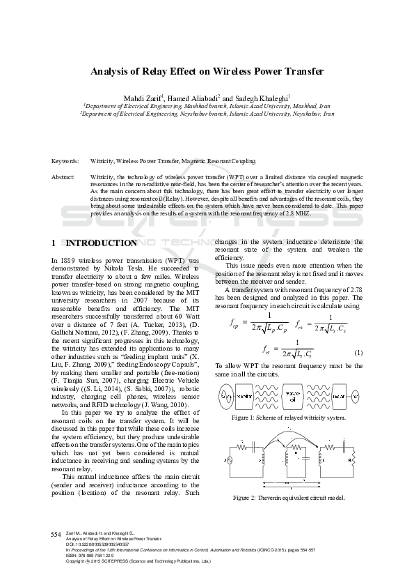 (PDF) Analysis of Relay Effect on Wireless Power Transfer