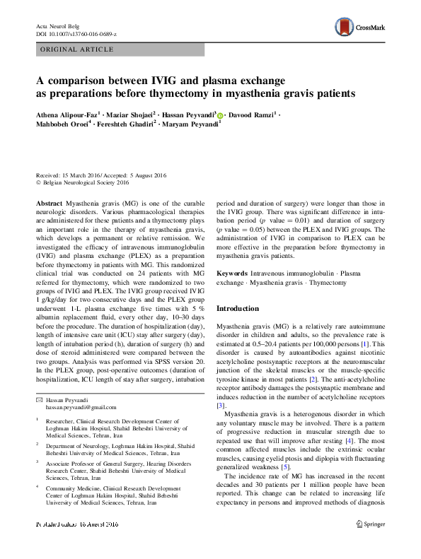 (PDF) A comparison between IVIG and plasma exchange as preparations ...