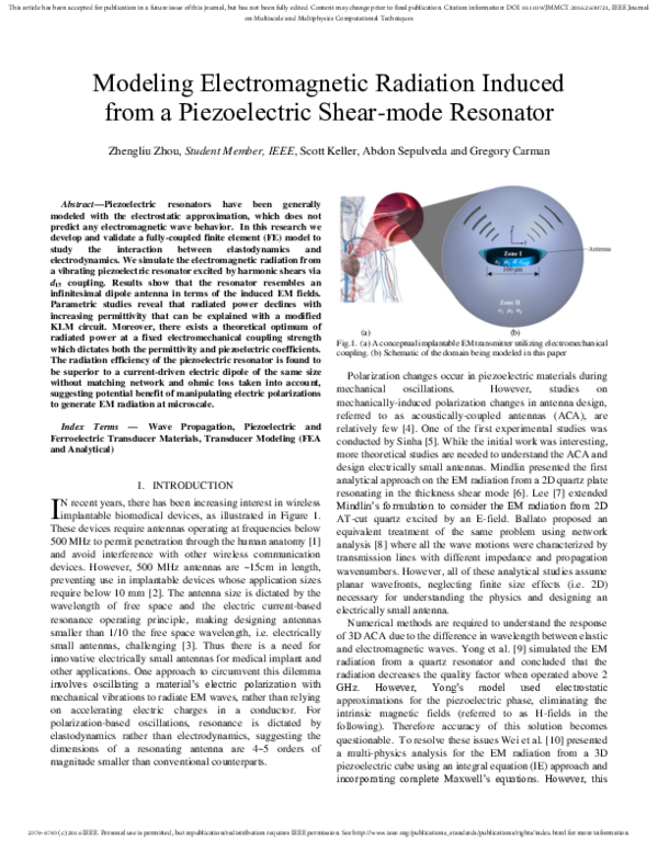 (PDF) Modeling Electromagnetic Radiation Induced From a Piezoelectric ...