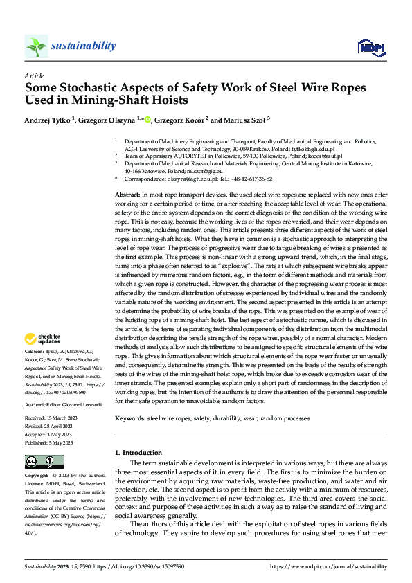 (PDF) Some Stochastic Aspects of Safety Work of Steel Wire Ropes Used ...