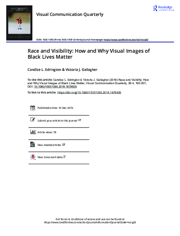 (PDF) Race and Visibility: How and Why Visual Images of Black Lives Matter