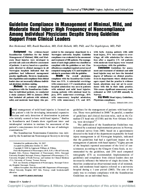 (PDF) Guideline Compliance in Management of Minimal, Mild, and Moderate ...