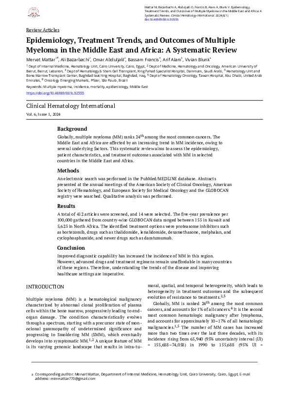 (PDF) Epidemiology, Treatment Trends, and Outcomes of Multiple Myeloma ...