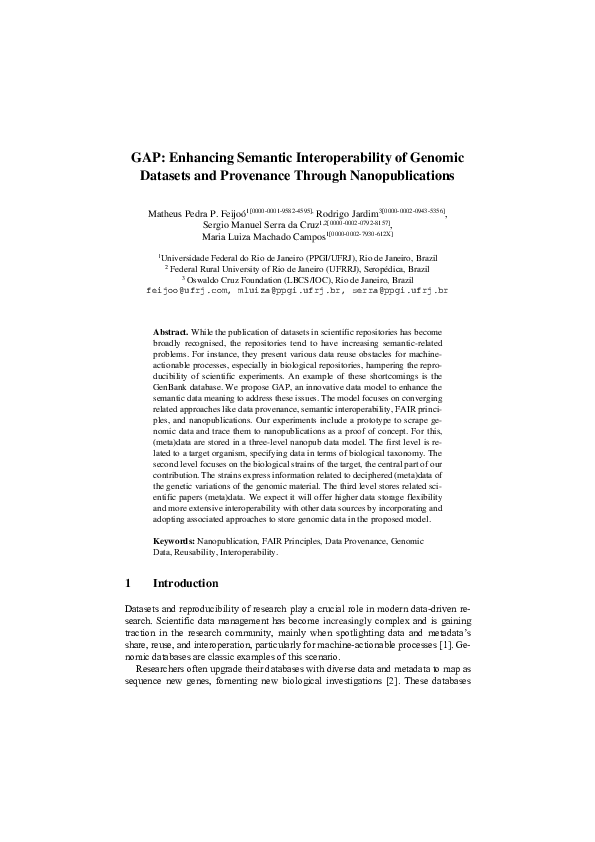 (PDF) GAP: Enhancing Semantic Interoperability of Genomic Datasets and ...