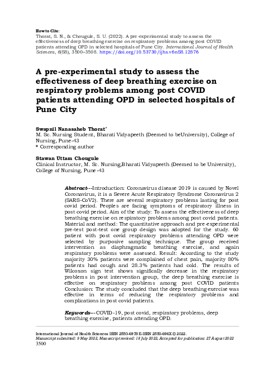 (PDF) pre-experimental study to assess the effectiveness of deep ...