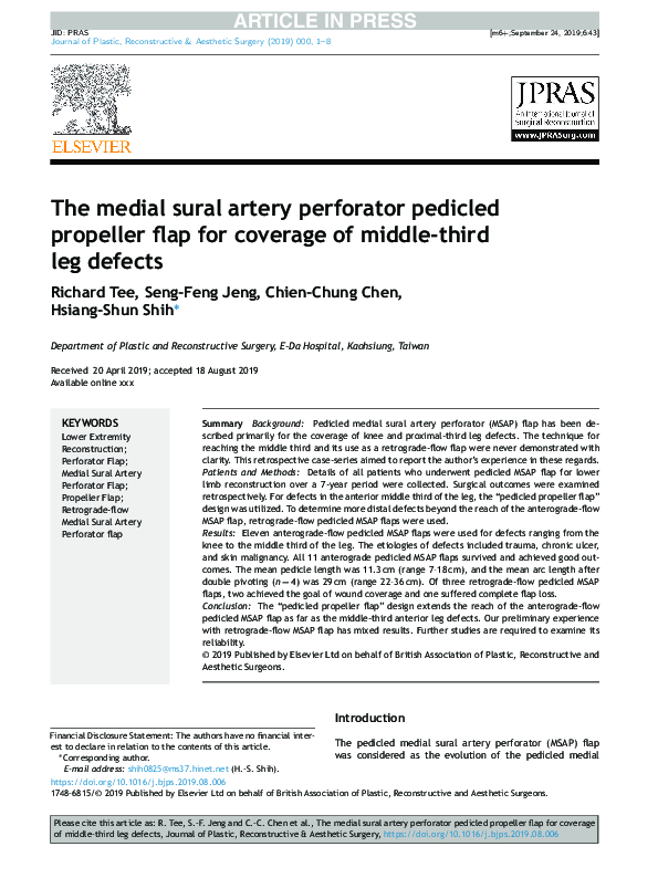The medial sural artery perforator pedicled propeller flap for coverage of middle-third leg defects