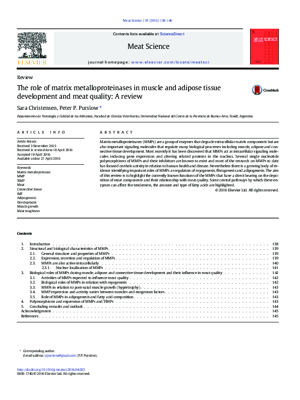 (PDF) The role of matrix metalloproteinases in muscle and adipose ...