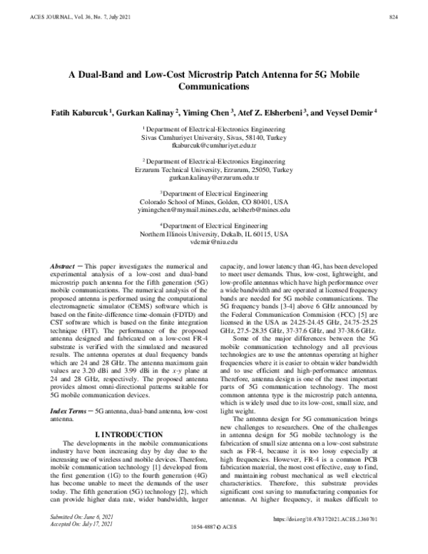 (PDF) A Dual-Band and Low-Cost Microstrip Patch Antenna for 5G Mobile ...