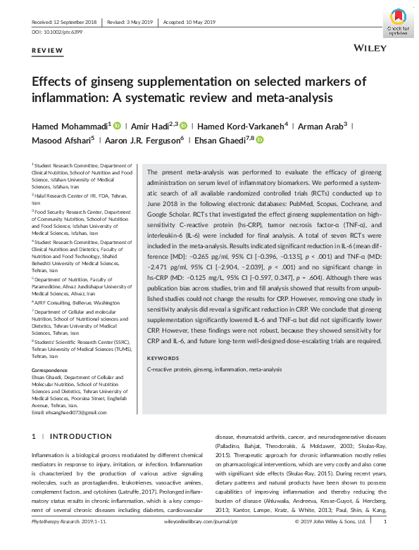 (PDF) Effects of ginseng supplementation on selected markers of ...