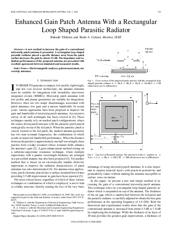 (PDF) Enhanced Gain Patch Antenna With a Rectangular Loop Shaped ...